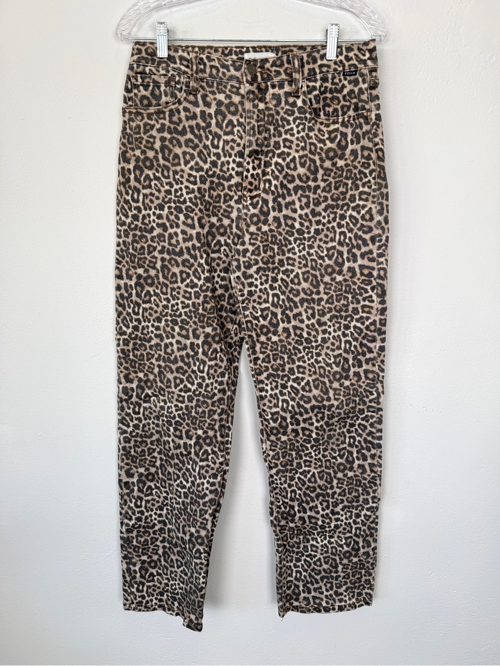 Cello Size 7 Leopard Print Super High Rise Dad Stretch Denim Jeans
